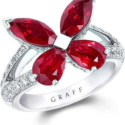 Classic Butterfly Ring Made of Ruby And Diamond